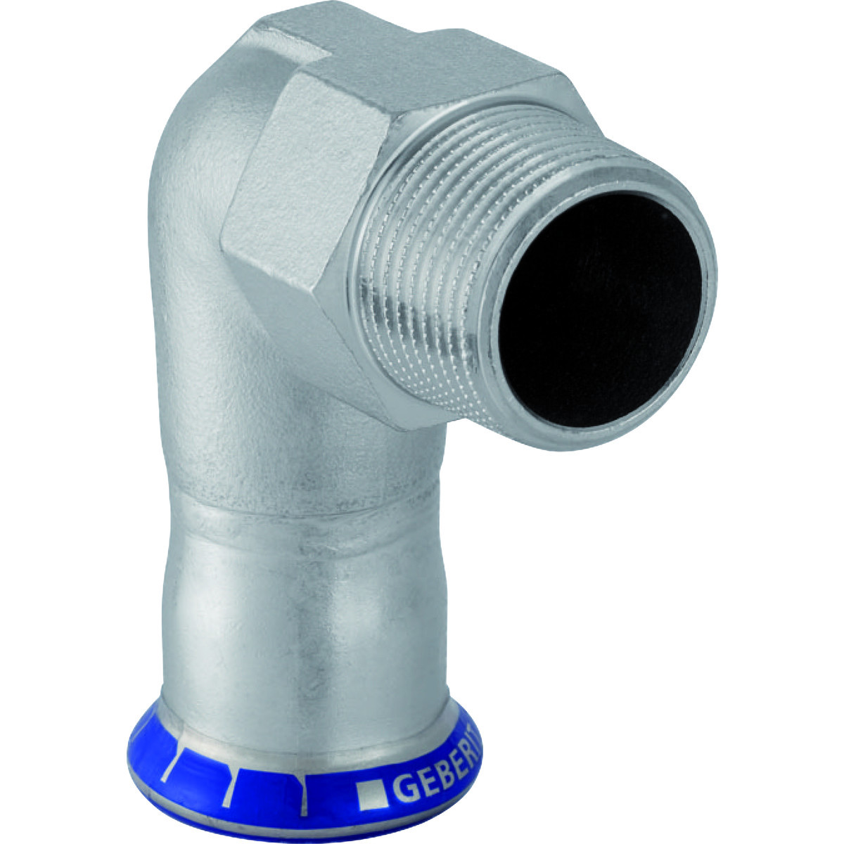 Mapress RVS 316 FKM blauw overg.knie 90 GR M/bu 54-R2"