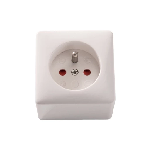 Martin Kaiser opbouw wandcontactdoos enkelvoudig penaarde met shutter kalkwit