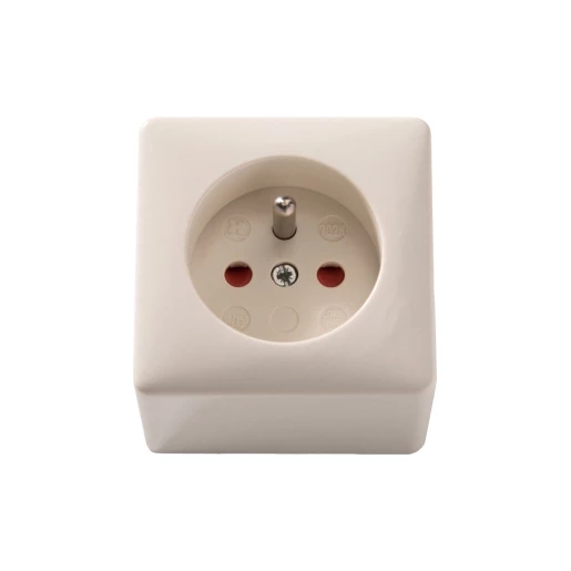 Martin Kaiser opbouw wandcontactdoos enkelvoudig penaarde met shutter wit