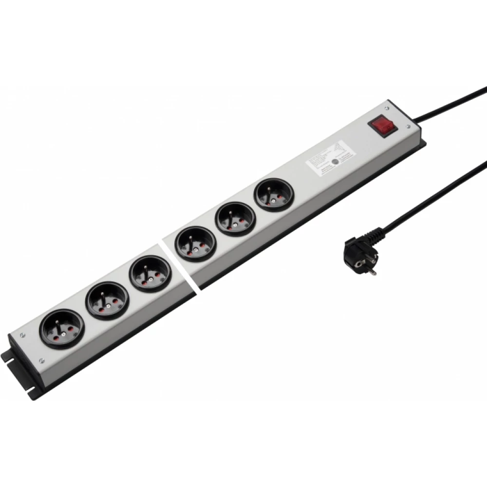 Martin Kaiser contactdoos 6-V penaarde shutter/schakelaar L.grijs-zwart snoer 3M