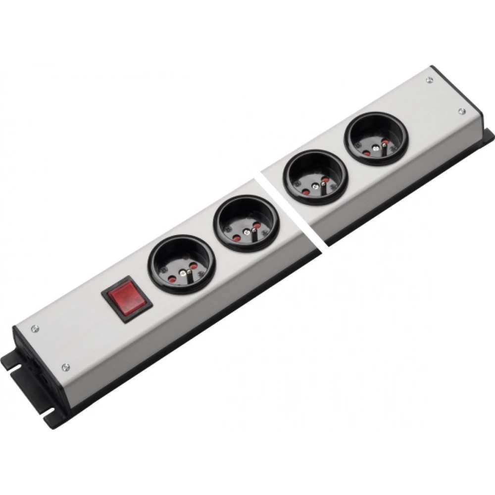 Martin Kaiser contactdooscomb 4-V penaarde shutter stekerbaar in/uit lgrijs-zwart