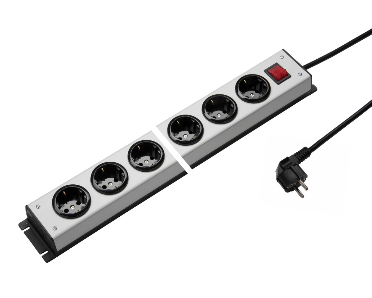 Martin Kaiser Stopcontact strip MK Contactdooscomb 4-voudig met schakelaar L.grijs-zwart snoer 3M