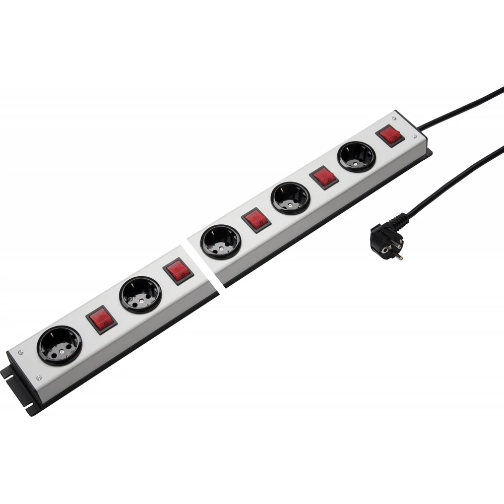 Martin Kaiser Stopcontact strip MK Contactdooscomb 5-voudig ra met schakelaar L.grijs-zwart snoer 3M