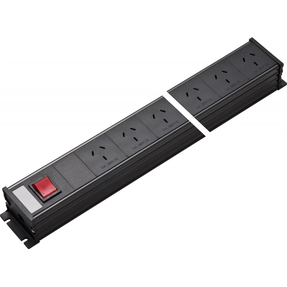 Martin Kaiser Stopcontact strip MK Contactdooscombinatie 6-V geaard type I (au) met schakelaar zwart