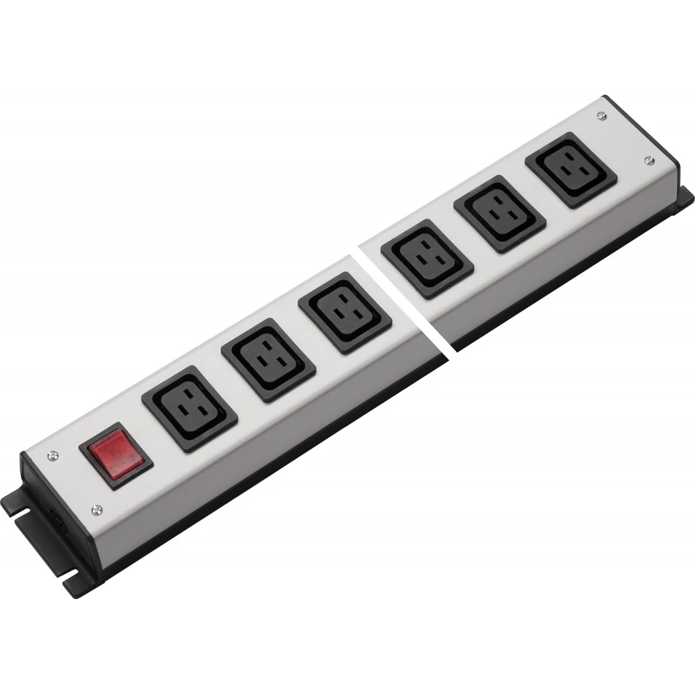 Martin Kaiser Stopcontact strip MK Toestel contactdooscomb 6-voudig C19 met schakelaar L.grijs-zwart