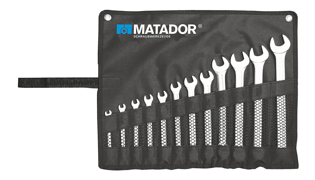 Matador Bevestigingsgereedschap Dubbele steeksleutelset 6x7-30x32mm in roltas, 12-delig