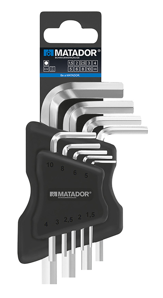 Matador Bevestigingsgereedschap Korte inbussleutelset mat verchroomd 1,5-10MM, 9-delig