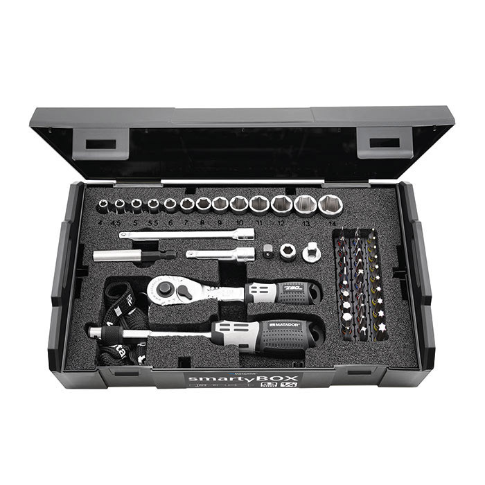 Matador Bevestigingsgereedschap Smartybox S0 1/4" dopsleutelset basic Ø 4-14MM + bitset, 52-de