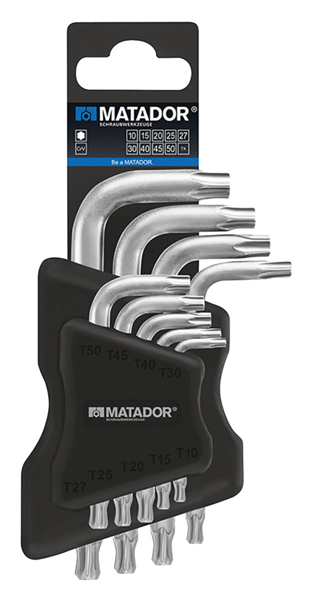 Matador Bevestigingsgereedschap Torxsleutelset kogelkop mat verchroomd T10-T50, 9-delig