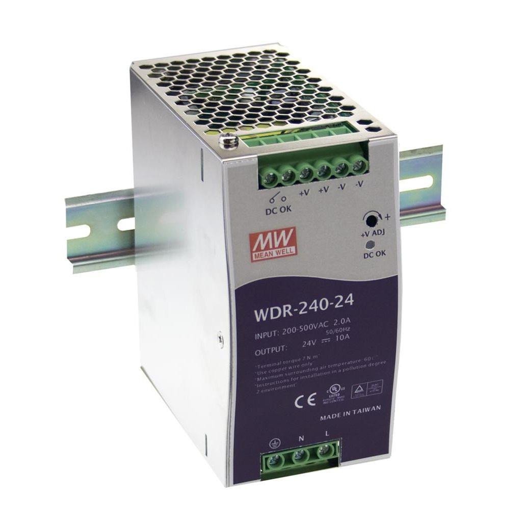 Mean well WDR-240 Ac-DC din rail psu slim and ultra wide input 240W 48V