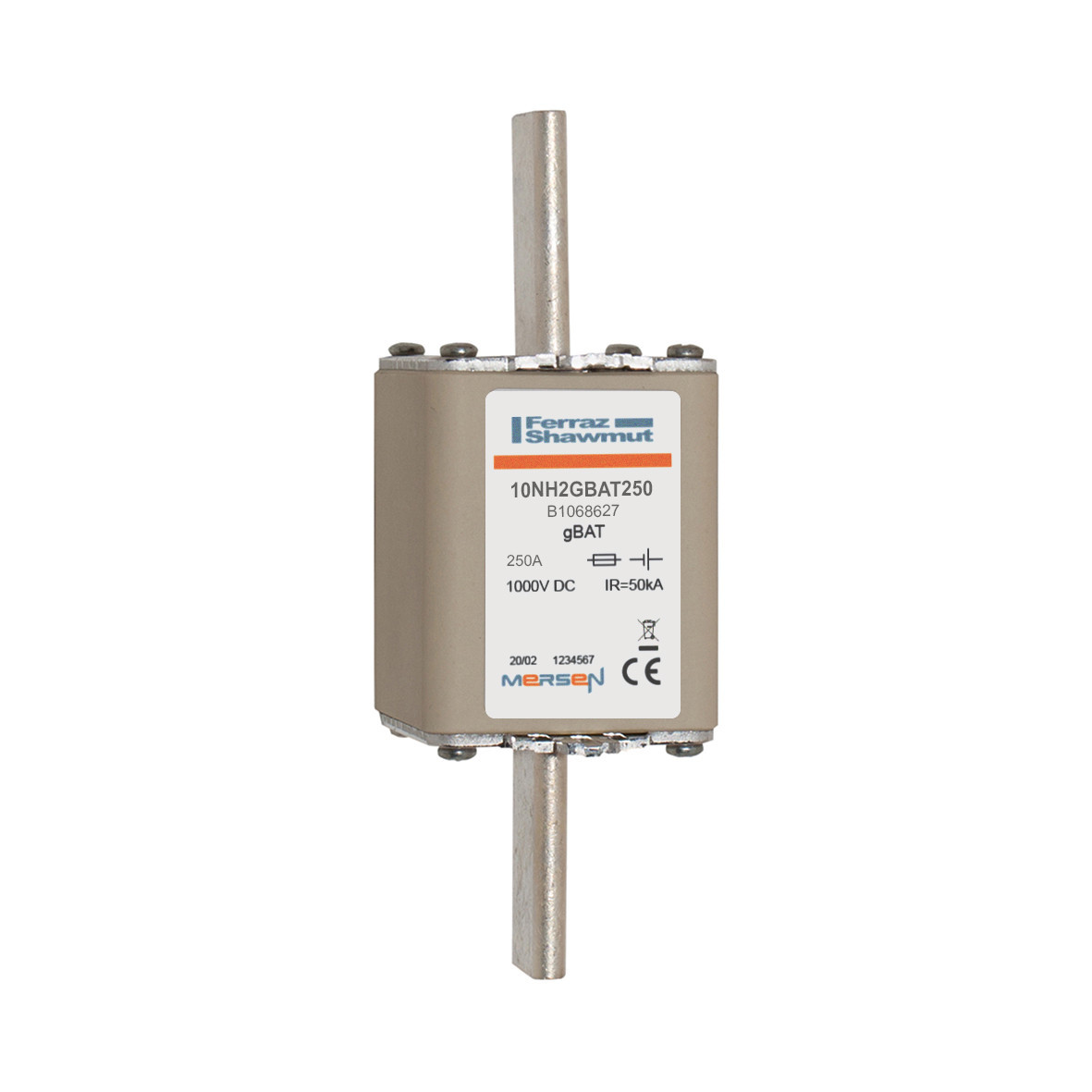 Mersen Batterij-energiesystemen Zekering Gbat 1000VDC NH2 250a gladde messen klem