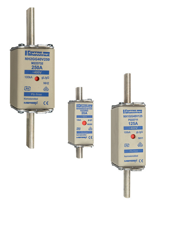 Mersen IEC NH zekeringen Zekering Maat NH000 GG 400vac 2a niet-geïsoleerde trekoren DBL indic.