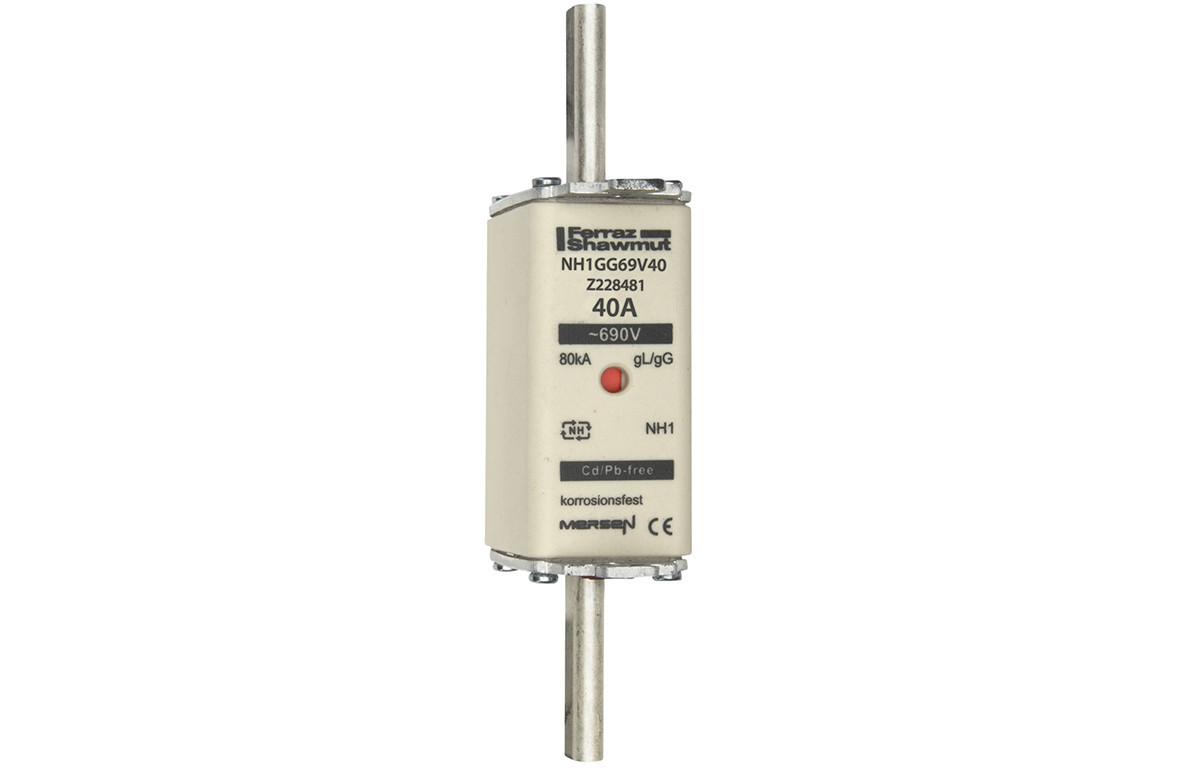 Mersen IEC NH zekeringen Zekering Maat NH1 GG 690vac 40a niet-geïsoleerde trekoren DBL indic.