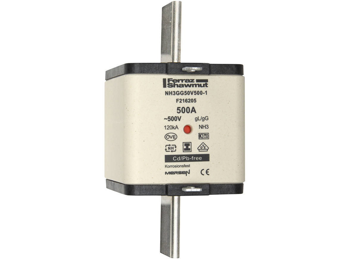 Mersen IEC NH zekeringen Zekering Maat NH3 GG 500vac 500a geïsoleerde trekoren dubbele indic.