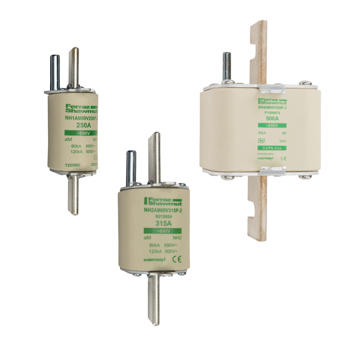Mersen IEC NH zekeringen Zekering Maat NH4 am 500vac 1250a niet-geïsoleerde trekoren slagpin
