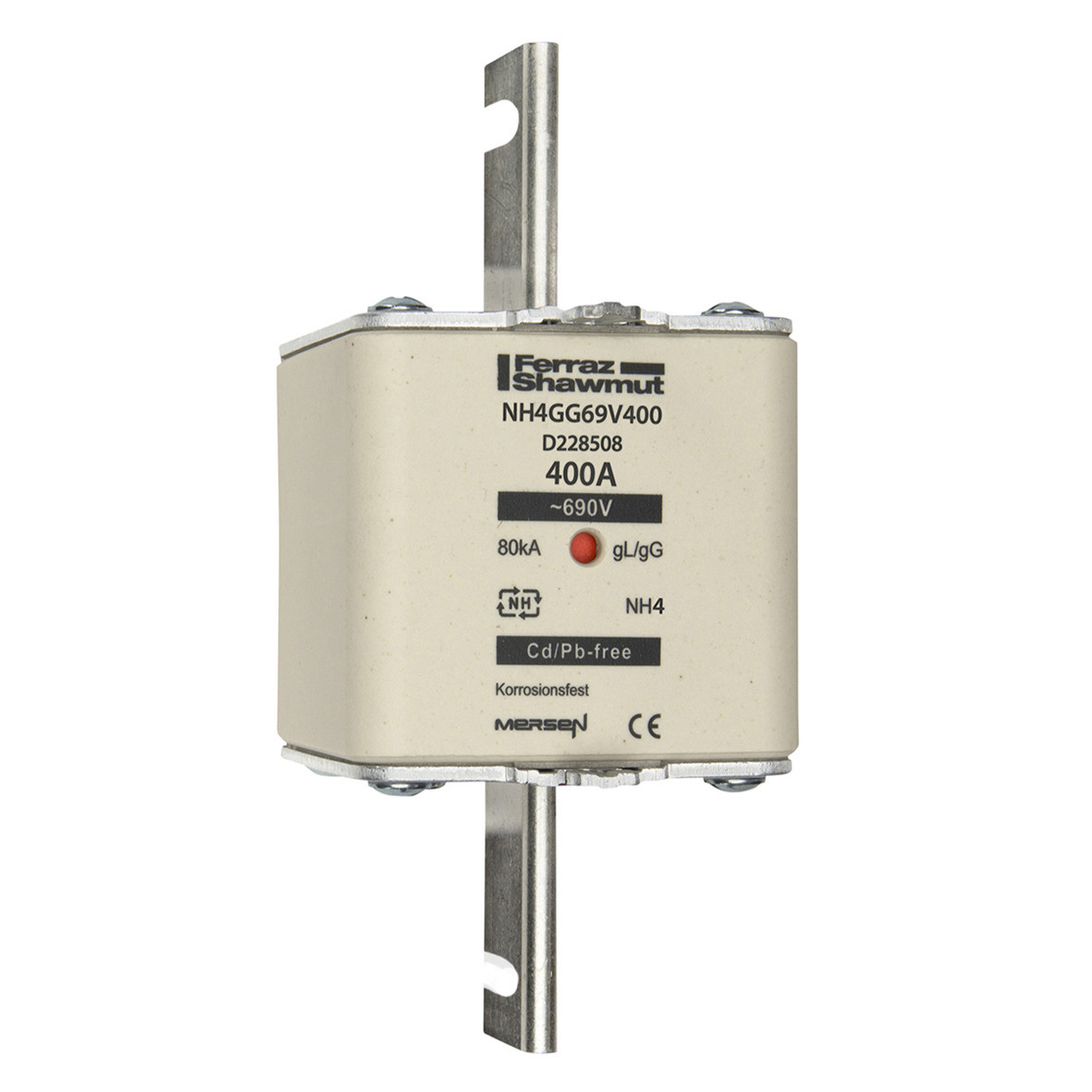 Mersen IEC NH zekeringen Zekering Maat NH4 GG 690vac 400a niet-geïsoleerde trekoren centr.