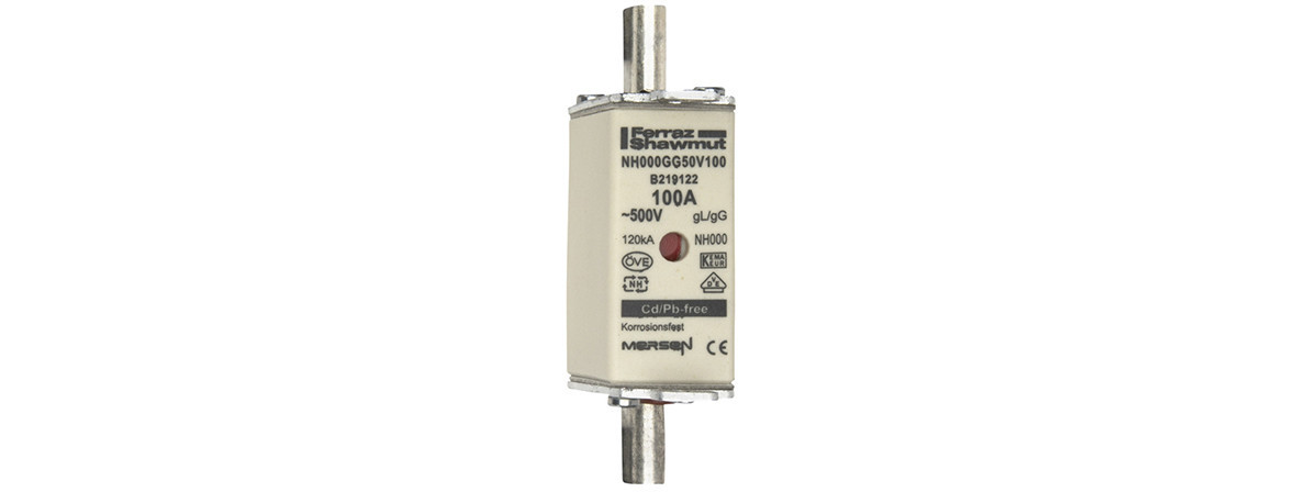 Mersen IEC NH zekeringen Zekering NH000 GG 500vac 100a niet-geïsoleerde trekoren dubbele indic.