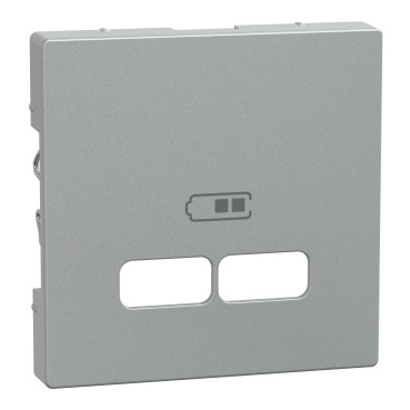Merten Centraalplaat dubbele usb-lader aluminium systeem M