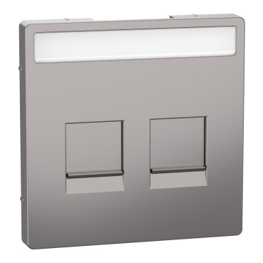 Merten Systeem D centraalplaat RJ45 2-voudig venster nikkel metallic