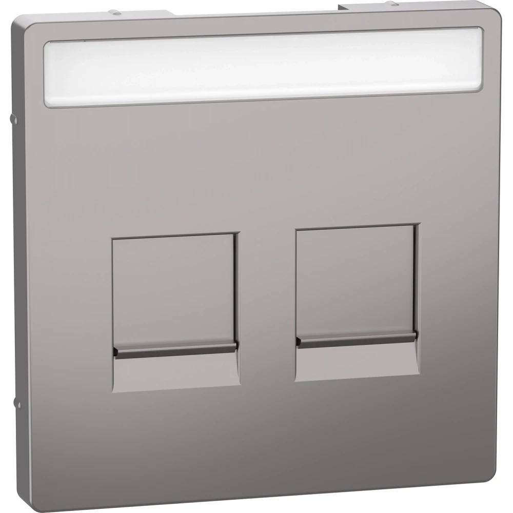 Merten Systeem D centraalplaat RJ45 2-voudig venster nikkel metallic Merten Systeem D centraalplaat RJ45 2-voudig venster nikkel metallic
