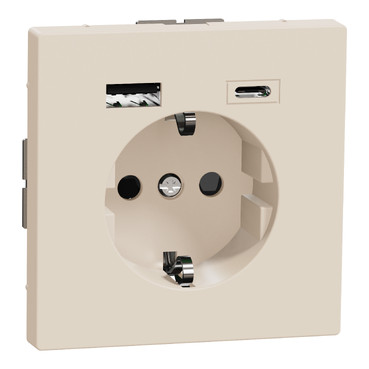 Merten Systeem D WCD dubbele usb-poort a+c 16a kunststof sahara