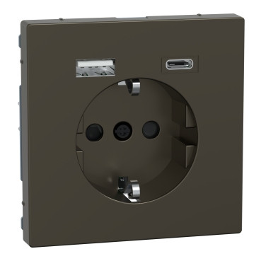 Merten Systeem D WCD dubbele usb-poort a+c 16a mocca metallic
