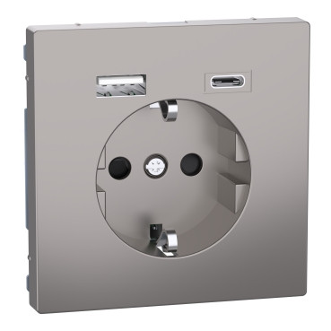 Merten Systeem D WCD dubbele usb-poort a+c 16a nikkel metallic