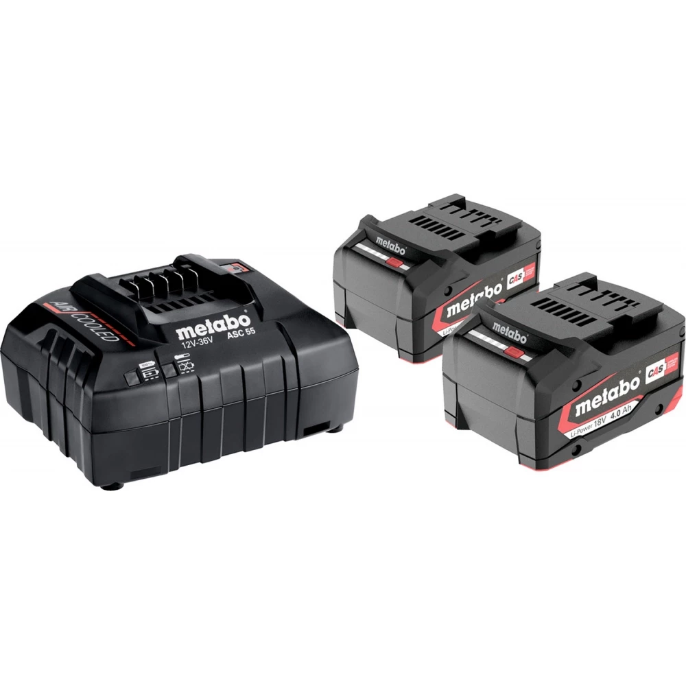 Metabo Basis-set accu-packs + lader 2x4.0 ah lader asc 30-36V 18V 4ah