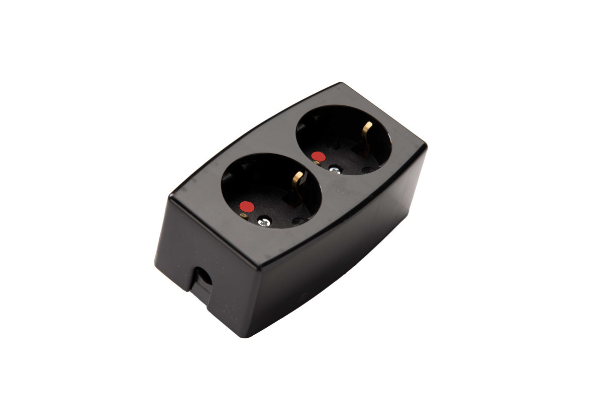 MK Contactdooscombinatie 2-voudig randaarde met shutter, zwart