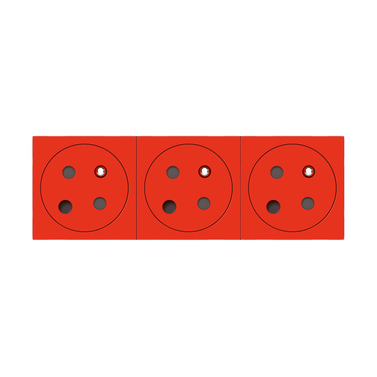 Legrand Schakelmateriaal Mosaic Link contactdoos 3x2p+a -vlak-met polarisatie- 45°-6 mod. rood