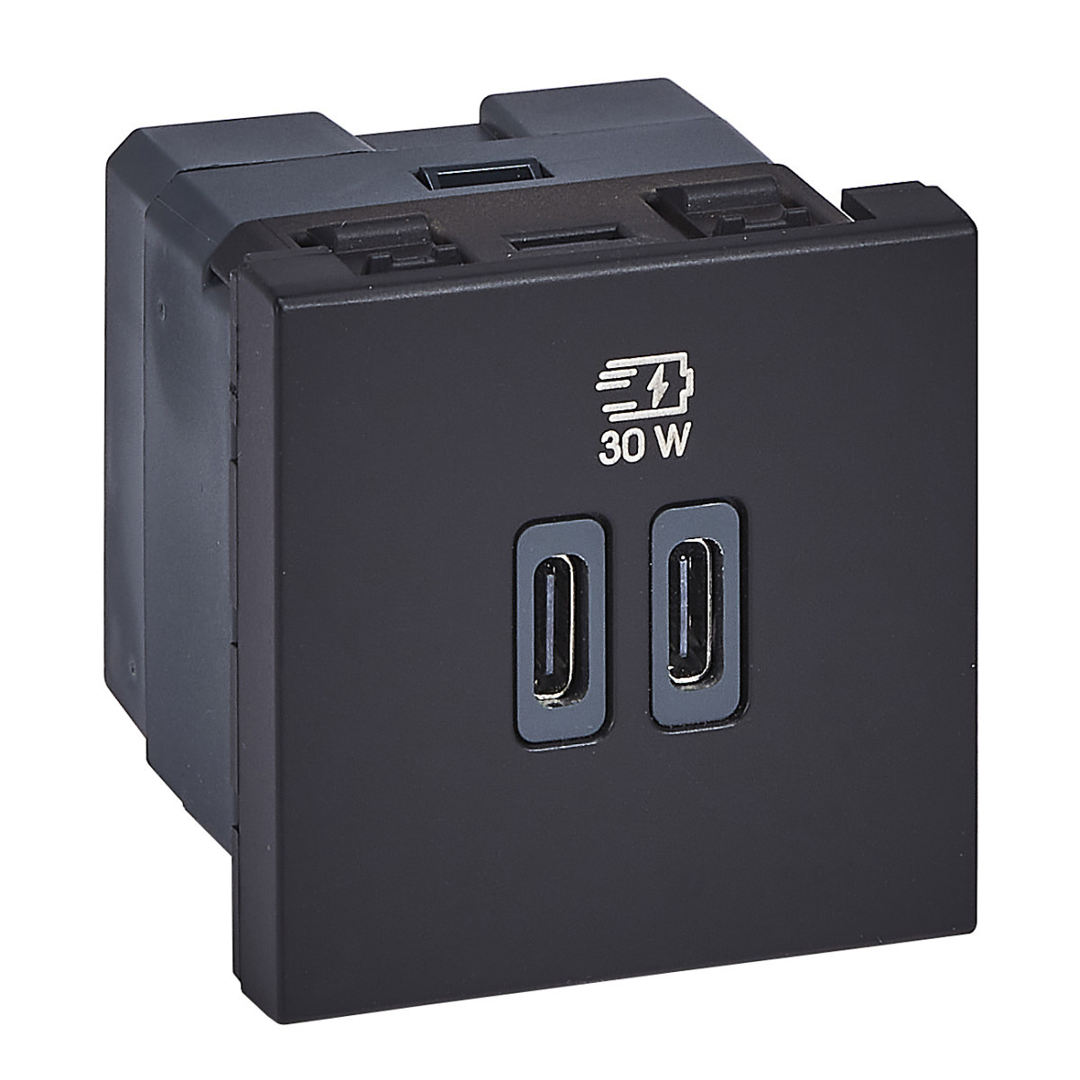 Legrand Schakelmateriaal Mosaic Usb lader met power delivery, 2 mod, 2 usb C+C 3a 30W, mat ZW