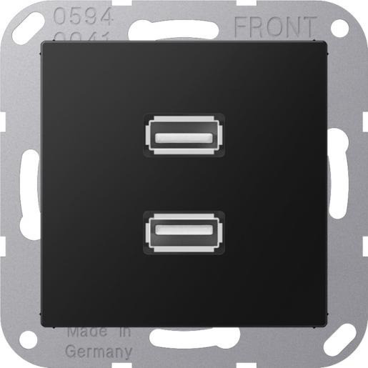 Jung Multimedia-aansluitingen 2xusb 2.0 A range grafietzwart mat