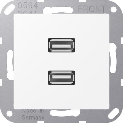 Jung Multimedia-aansluitingen 2xusb 2.0 A range sneeuwwit mat