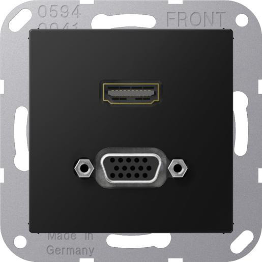 Jung Multimedia-aansluitingen hdmi/vga A range grafietzwart mat