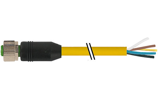 Murrelektronik Signal Connectors M12 Female 0° A-cod. with cable pur 8x0.25 ye ul/csa+drag CH. 5M