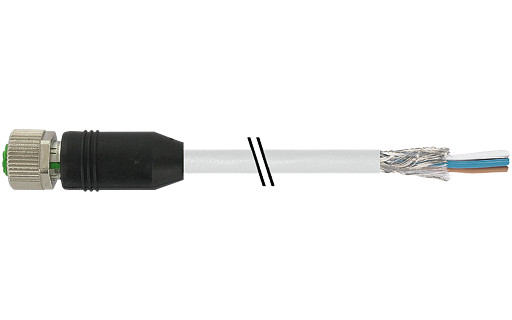 Murrelektronik Data Connectors M12 Female 0° A-cod. with cable shielded PVC 4x0.34 shielded GY 15M