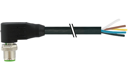 Murrelektronik Signal Connectors M12 Male 90° A-cod. with cable pur 12x0.14 BK ul/csa+drag CH. 1.5M