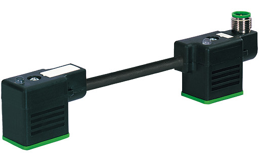 Murrelektronik Signal Connectors M12 Male on top A-cod./ double valve bi-11MM pur 3x0.75 bk+drag-CH 0M