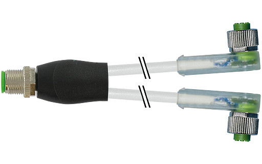 Murrelektronik Signal Connectors Y-Distributor M12 male / M12 female 90° A-cod. led PVC 3x0.34 GY 0.6M