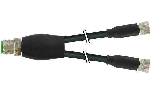 Murrelektronik Signal Connectors Y-Distributor M12 male / M8 female 0° A-cod. PVC 3x0.25 BK ul/csa 1M