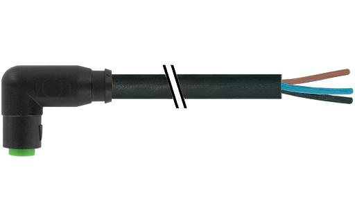 Murrelektronik Signal Connectors M8 Female 90° A-cod. snap-in with cable PVC 4x0.25 BK ul/csa 2M