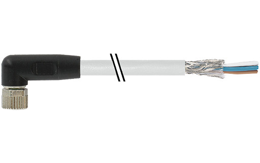 Murrelektronik Data Connectors M8 Female 90° A-cod. with cable shielded PVC 3x0.34 shielded GY 15M