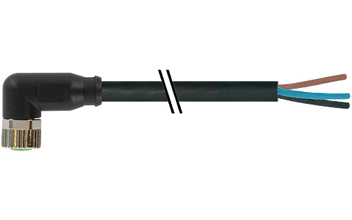 Murrelektronik Signal Connectors M8 Female 90° A-cod. with cable pur 3x0.25 BK ul/csa+drag CH. 5M