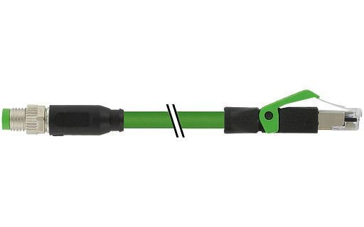 Murrelektronik Data Connectors M8 Male 0° A-cod./RJ45 male 0° pur 1x4xawg26 shielded gn+dragch 1M