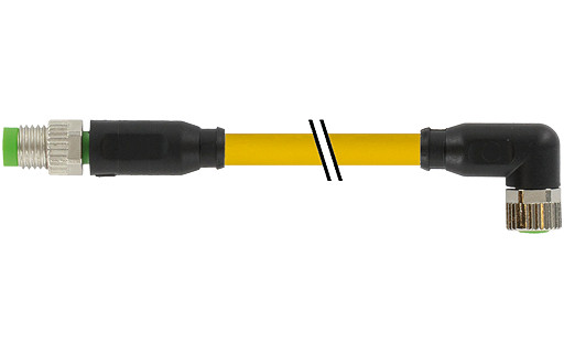 Murrelektronik Signal Connectors M8 Male 0° / M8 female 90° A-cod. pur 3x0.25 ye ul/csa+drag CH. 0.6M