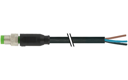 Murrelektronik Signal Connectors M8 Male 0° A-cod. with cable PVC 4x0.25 BK ul/csa 10M