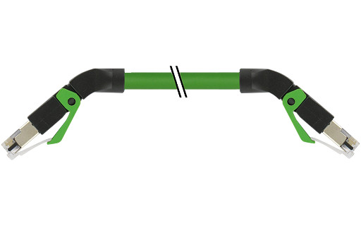 Murrelektronik Data Connectors RJ45 45° down/RJ45 45° down pur 1x4xawg22 shielded gn+dragch 0.5M
