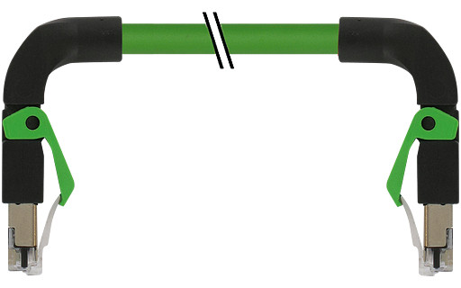 Murrelektronik Data Connectors RJ45 45° down/RJ45 45° right pur 1x4xawg22 shielded gn+dragch 0.8M