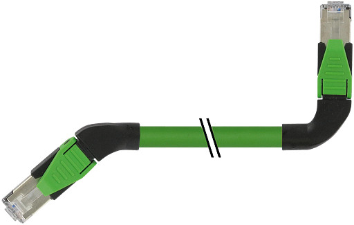 Murrelektronik Data Connectors RJ45 45° left/RJ45 90° left pur 1x4xawg22 shielded gn+dragch 1.5M