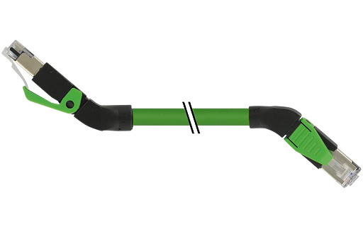 Murrelektronik Data Connectors RJ45 45° up/RJ45 45° right pur 1x4xawg22 shielded gn+dragch 7.5M